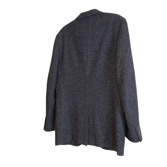 Vintage 60s Gray Herringbone Tweed 100% Wool Preppy Academia Blazer Size Medium - Picture 4 of 16